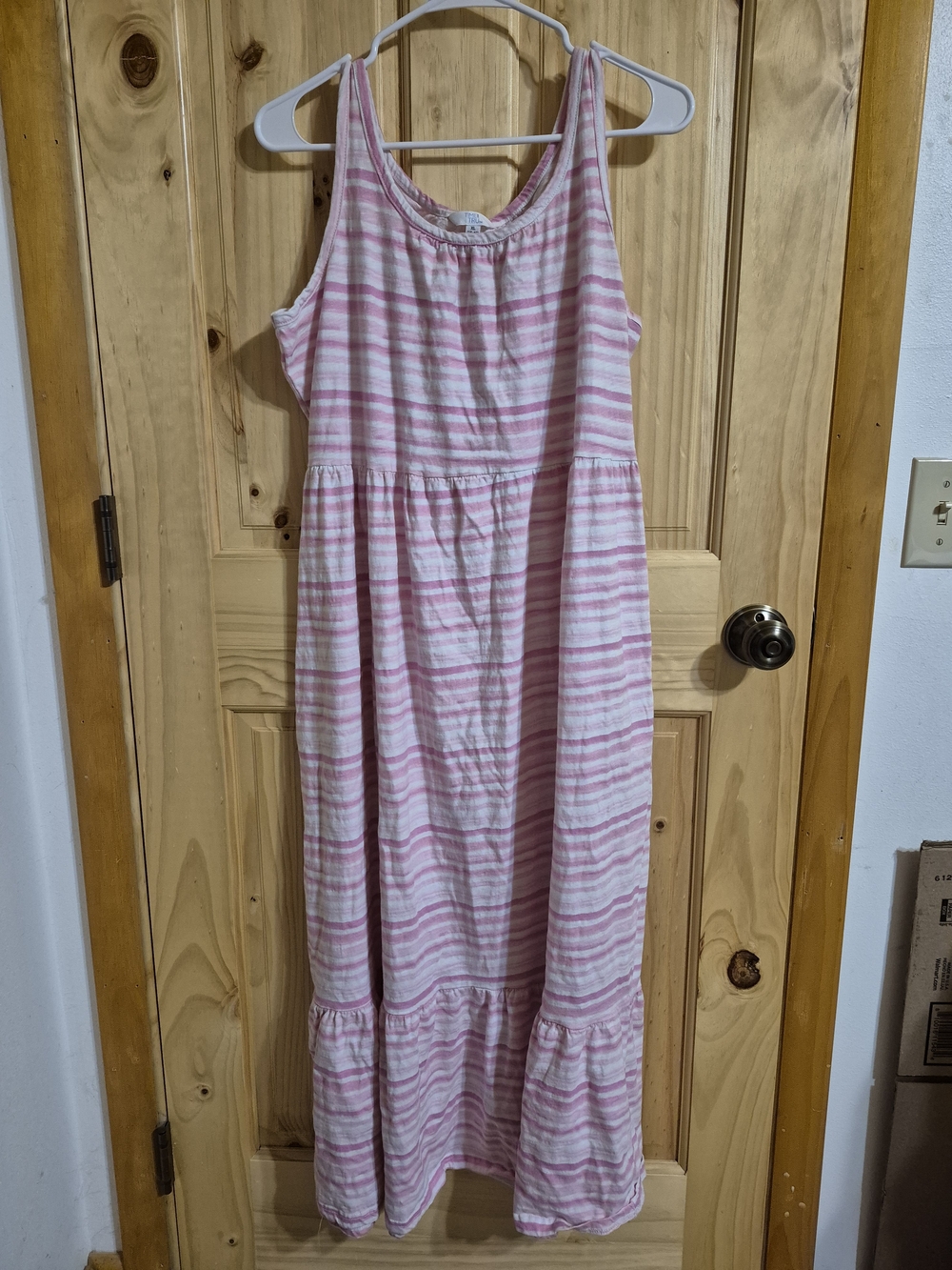 Time and Tru Pink and White Striped Maxi Dress